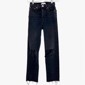 RE/DONE Jeans Pants Straight Leg Original 70s Stove Pipe Coal Distressed